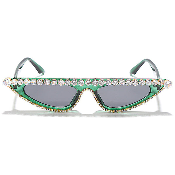 Women Color Lens Cat Eye Rhinestone Fashion Sunglasses