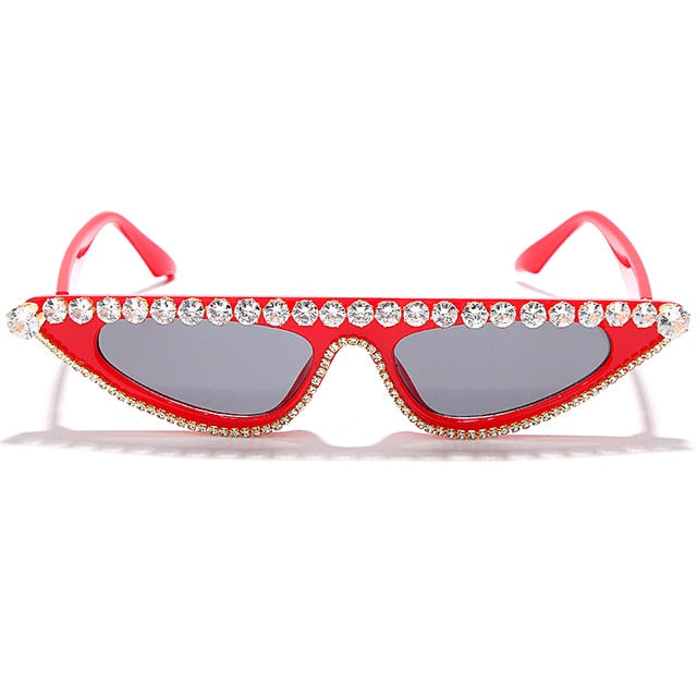 Women Color Lens Cat Eye Rhinestone Fashion Sunglasses