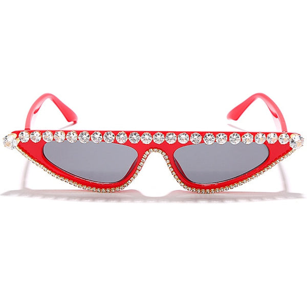 Women Color Lens Cat Eye Rhinestone Fashion Sunglasses