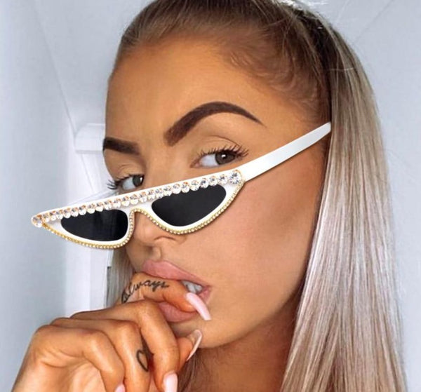 Women Color Lens Cat Eye Rhinestone Fashion Sunglasses