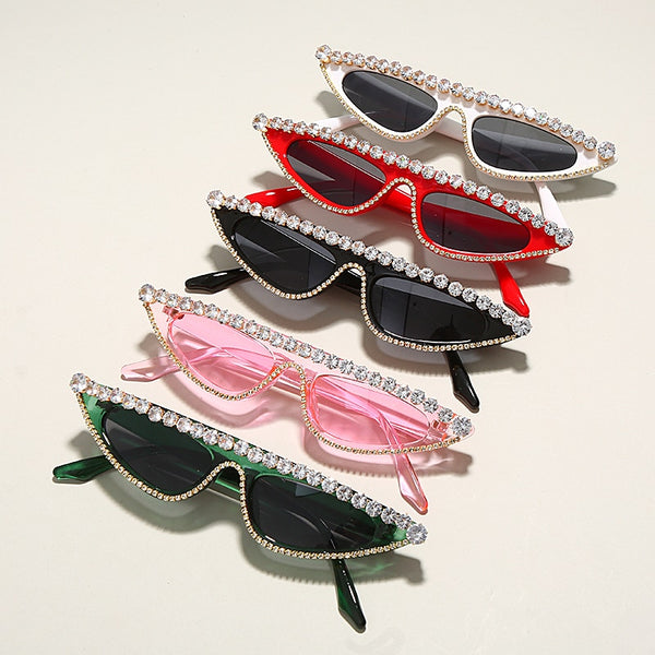 Women Color Lens Cat Eye Rhinestone Fashion Sunglasses
