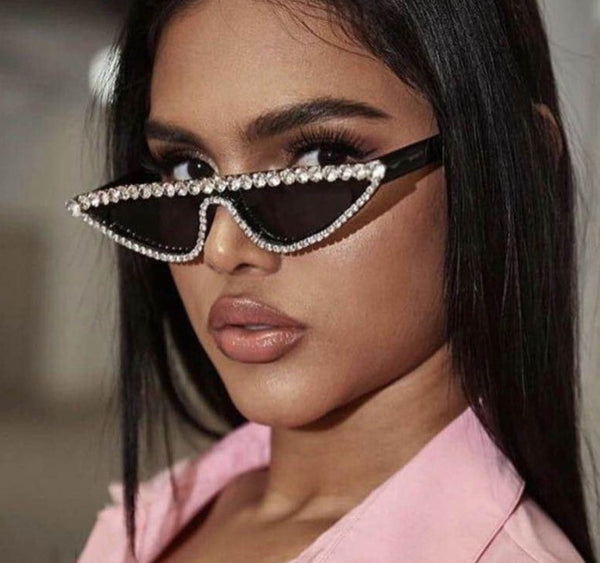 Women Color Lens Cat Eye Rhinestone Fashion Sunglasses