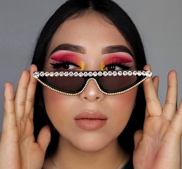 Women Color Lens Cat Eye Rhinestone Fashion Sunglasses
