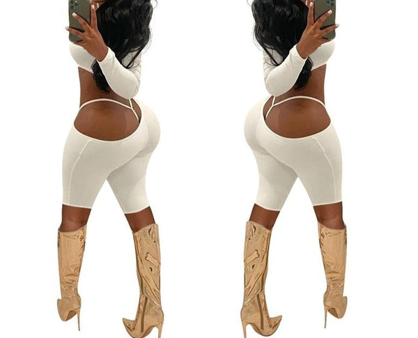 Women White Sexy Fashion One Shoulder Cut Out Romper