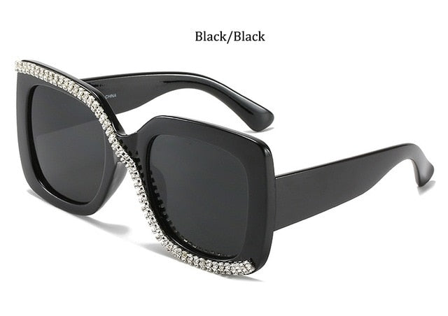 Women Fashion Rhinestone Square Oversized Sunglasses