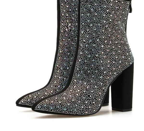Women Shiny Rhinestone Fashion Ankle Boots