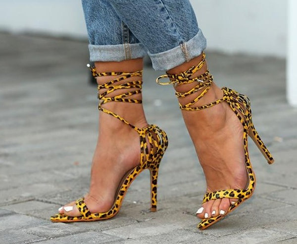 Women Open Toe Fashion Lace Up High Heel Sandals