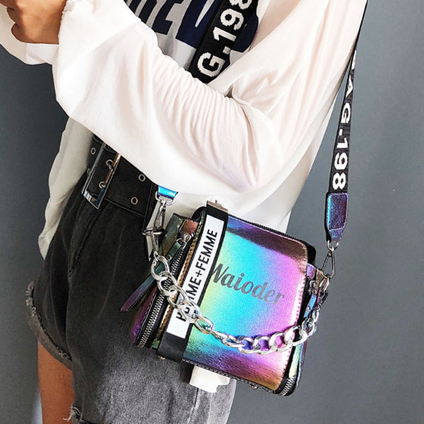 Women Fashion Multi-Color Letter Print Shoulder Bag