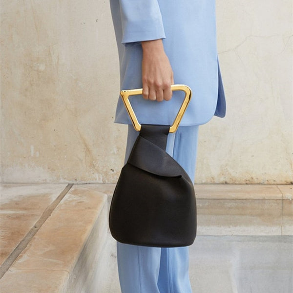 Luxury Leather Acrylic Handle Fashion Handbag