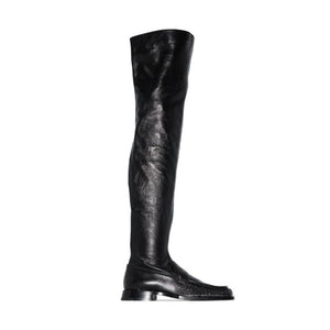 Women Square Toe Fashion Genuine Leather Over The Knee Boots