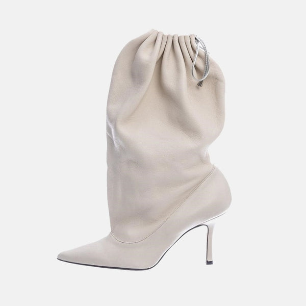 Women High Heel Pointed Toe Fashion Drawstring Boots