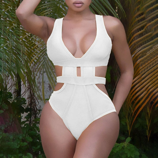 Women Sexy Mesh Patchwork Fashion Cut Out Swimsuit