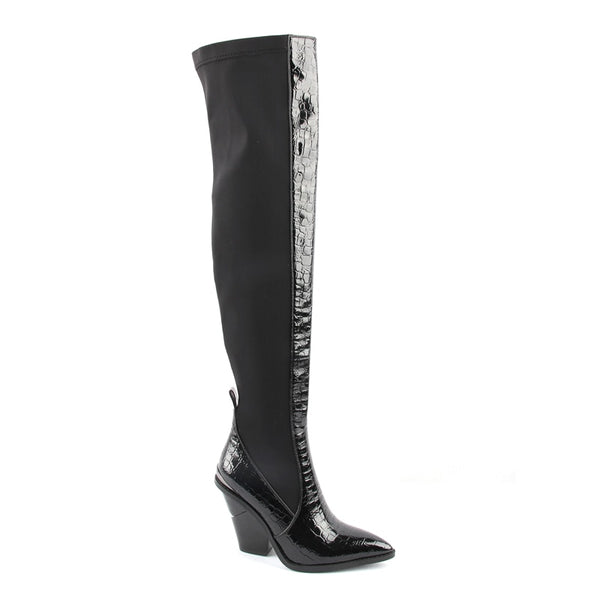 Women Fashion Black Over The Knee Slip On Boots