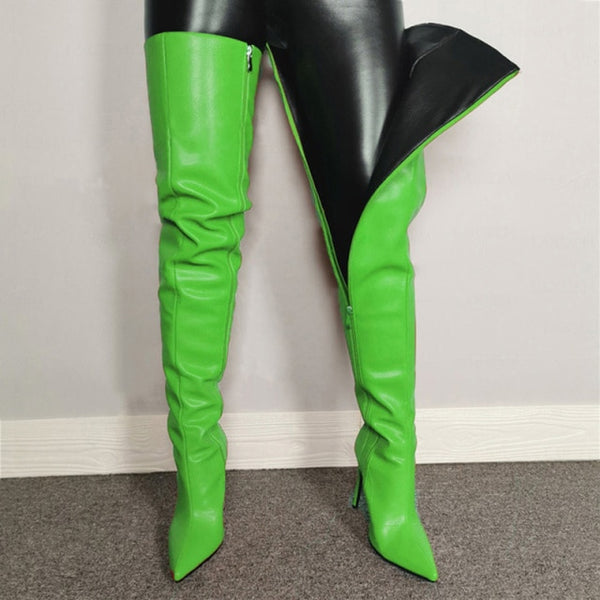 Women Fashion Faux Leather Thigh High Boots