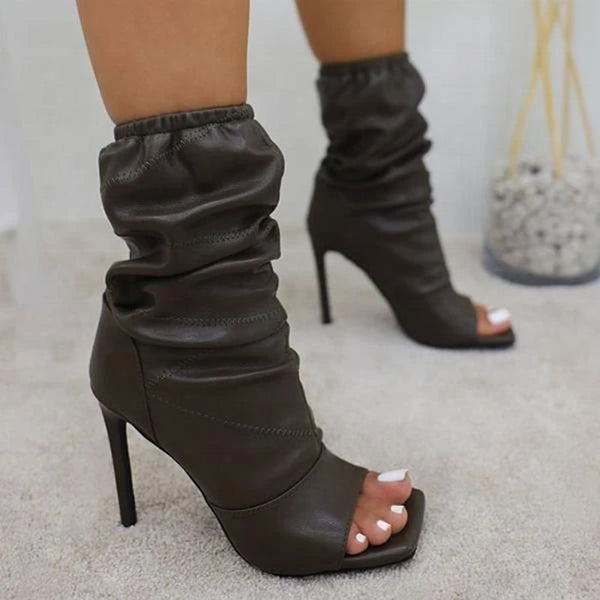 Women Open Toe Fashion High Heel Ankle Boots