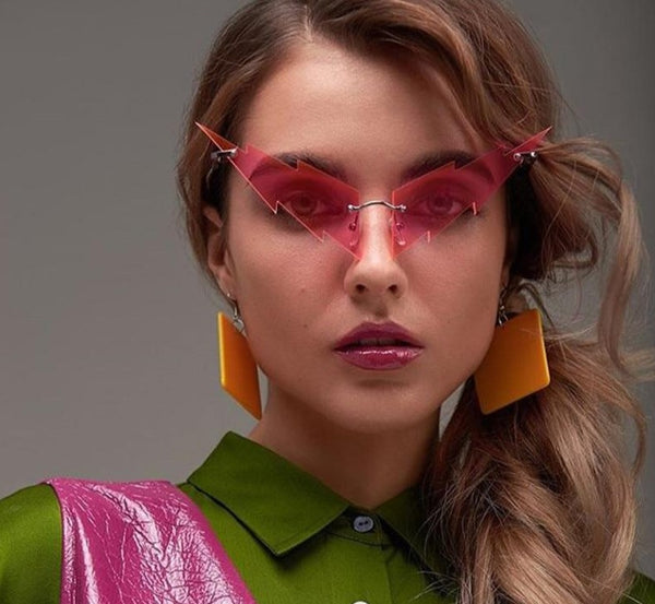 Women Fashion Color Retro Rimless Sunglasses