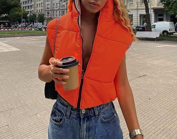 Women Puff Fashion Color Vest