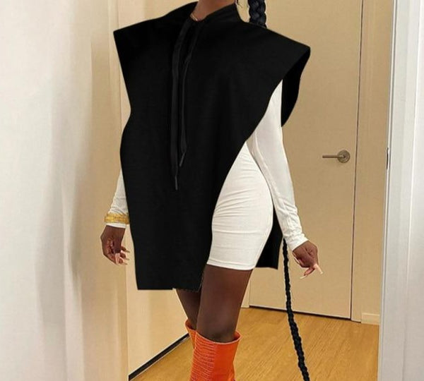Women Fashion Hooded Sleeveless Cape Top