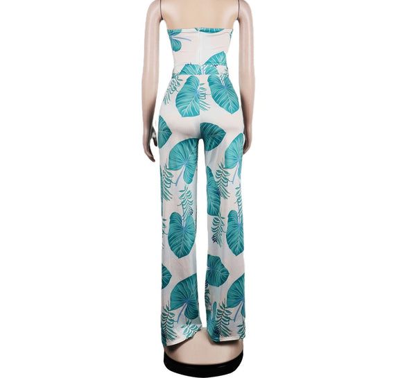 Women Printed Strapless Cut Out Fashion Jumpsuit