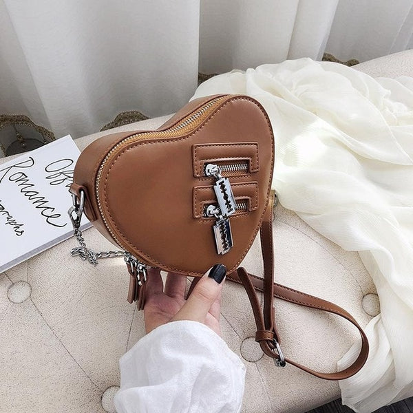 Heart Shape Zipper Fashion Chain Handbag Purse