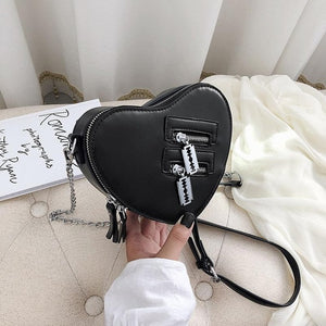 Heart Shape Zipper Fashion Chain Handbag Purse