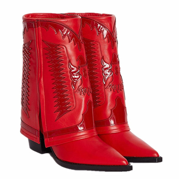 Women Fashion Slip On Western Ankle Boots