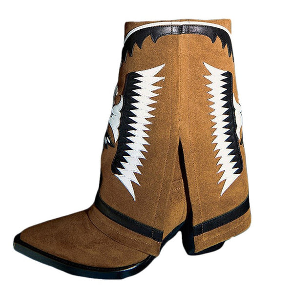 Women Fashion Slip On Western Ankle Boots