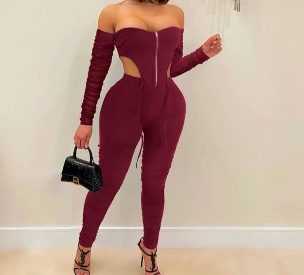 Women Two Piece Sexy Off The Shoulder Fashion Pant Set