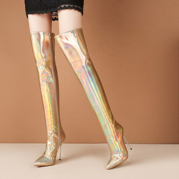 Women High Heel Over The Knee Patent Leather Fashion Boots
