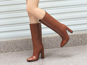 Women Fashion Gradient Patent Leather High Heel Boots