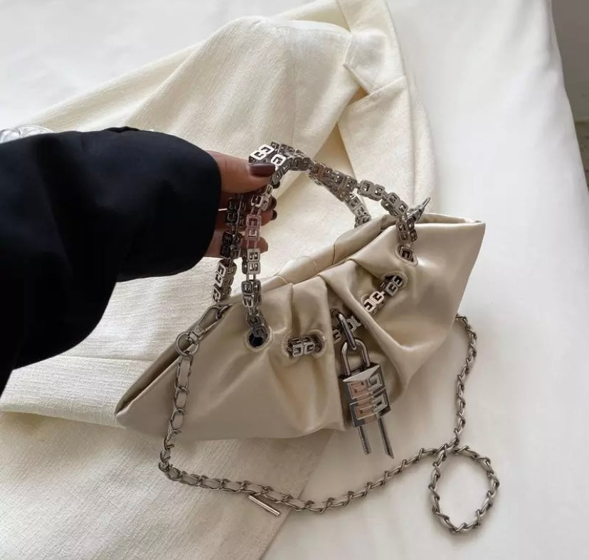 Women Fashion Lock Buckled Handbag Purse