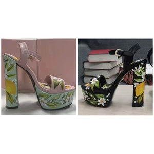 Women Floral Fashion Platform Ankle Strap Sandals