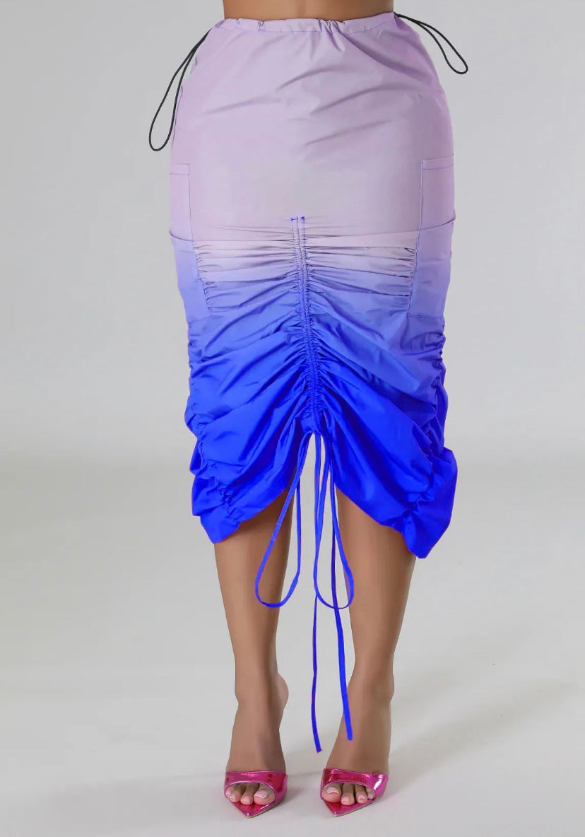Women Gradient Drawstring Sexy Fashion Skirt