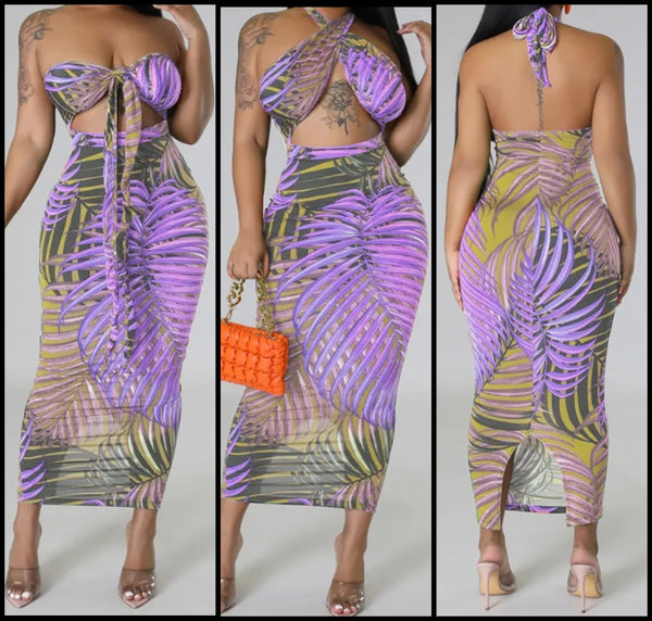 Women Sexy Printed Sleeveless Open Back Maxi Dress