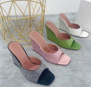 Women Fashion Bling Platform Slide-On Sandals