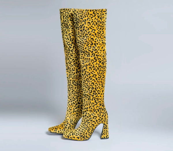 Women Animal Print Fashion Knee High Boots