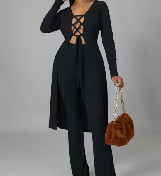 Women Two Piece Tie Up Fashion Pant Set