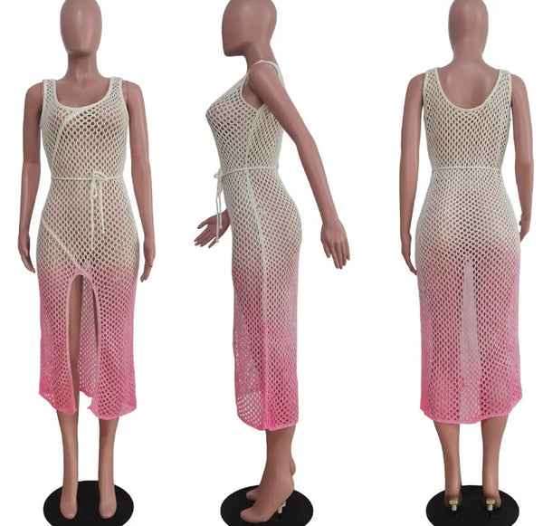 Women Sleeveless Gradient Knitted Sexy Dress