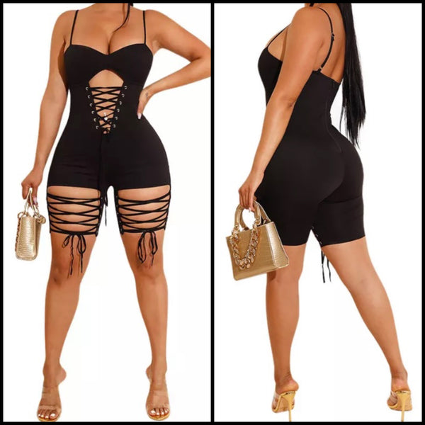 Women Sexy Sleeveless Lace Up Fashion Romper