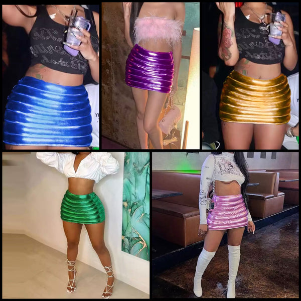 Women Fashion PU Sexy Mini Skirt