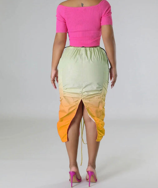 Women Gradient Drawstring Sexy Fashion Skirt