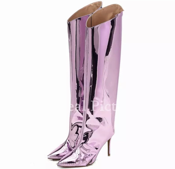 Women Fashion Color High Heel Pointed Toe Boots