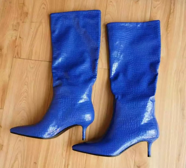 Women Pointed Toe Solid Color Fashion Mid-Calf Boots