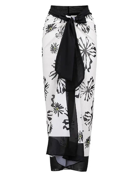Women Sexy B&W Printed Bikini/Swimsuit Cover Up Set