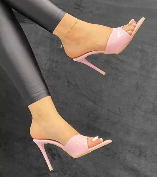 Women Pointed Toe Fashion PVC Slide On Sandals