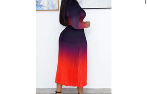 Women Fashion Sexy Gradient Two Piece Maxi Skirt Set