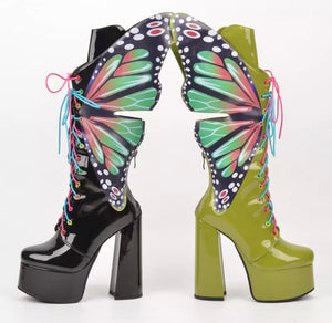 Women Platform Colorful Butterfly Boots