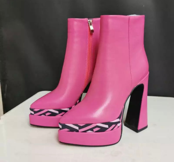 Women Fashion Pointed Toe Platform Ankle Boots