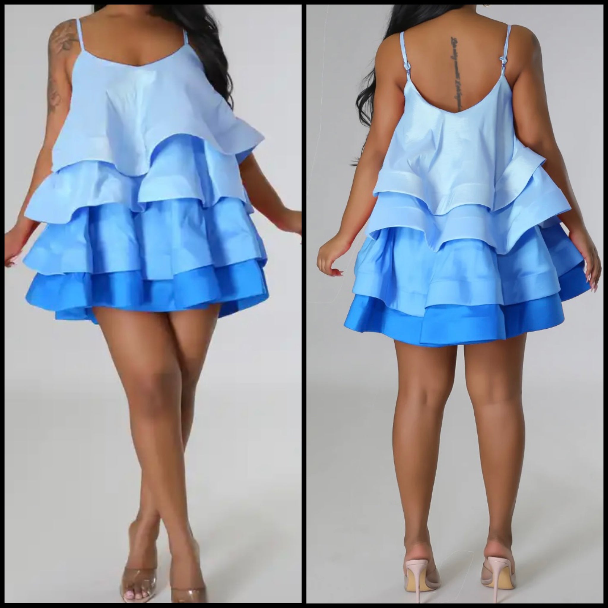 Women Sexy Sleeveless Color Patchwork Ruffled Dress