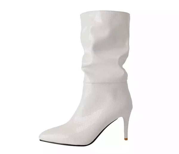 Women Pointed Toe Ruched Fashion Ankle Boots